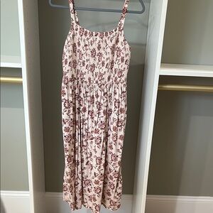 Old Navy Floral Midi Dress - Cream and Brownish/Pink